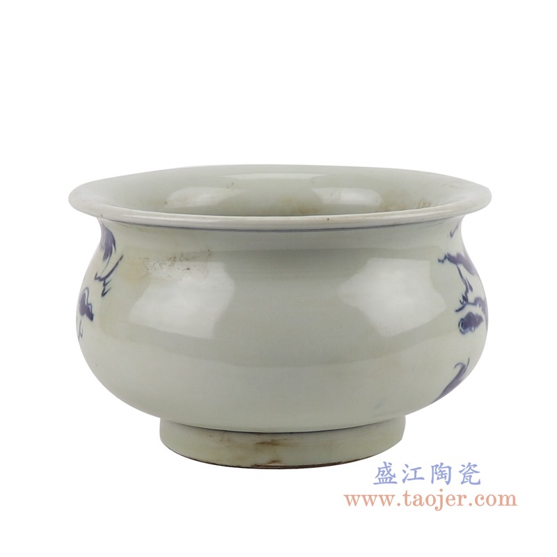 青花龙纹笔洗香炉;产品编号：RZGC17-A 产品尺寸(单位cm): 高：9.5直径：16.5口径：底径：9.3重量：0.85KG