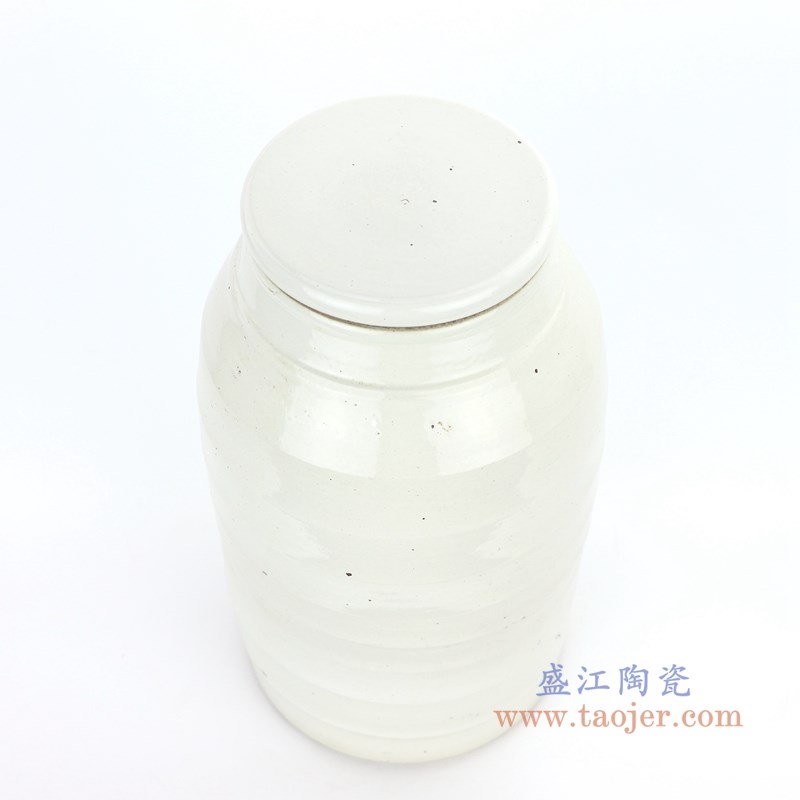 仿古纯白色竹节直筒平盖罐茶叶罐小号;产品编号：RZPI06-A 产品尺寸(单位cm): 高：28直径：18.5口径：底径：16.5重量：3.65KG