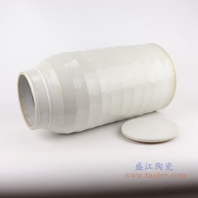仿古纯白色竹节直筒平盖罐茶叶罐小号;产品编号：RZPI06-C 产品尺寸(单位cm): 高：49直径：25口径：底径：24重量：8.4KG