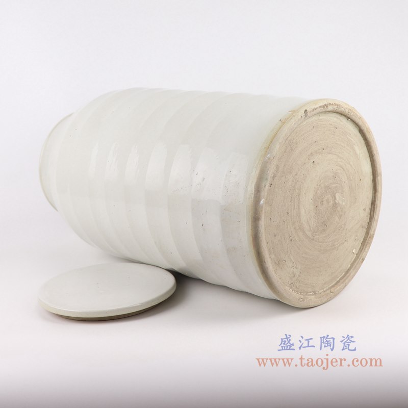 仿古纯白色竹节直筒平盖罐茶叶罐小号;产品编号：RZPI06-C 产品尺寸(单位cm): 高：49直径：25口径：底径：24重量：8.4KG