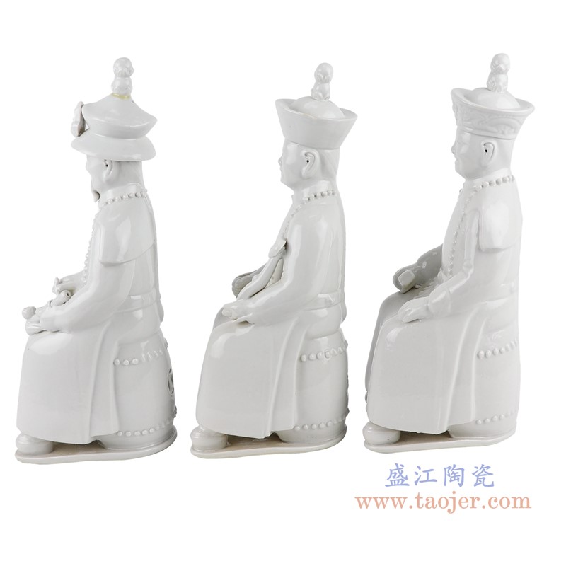 纯白坐姿清三代雕塑三件套;产品编号：RZTV01       产品尺寸(单位cm):  高：31直径：12.5口径：底径：重量：1.05KG