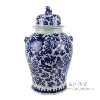 RYWD34-C   青花缠枝莲麒麟将军罐       高：39直径：23口径：底径：17.3重量：3.7KG