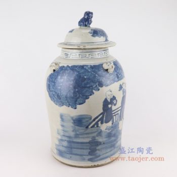 RZEY12-N-S   青花人物将军罐;     高：45直径：25.5口径：底径：23重量：6.75KG