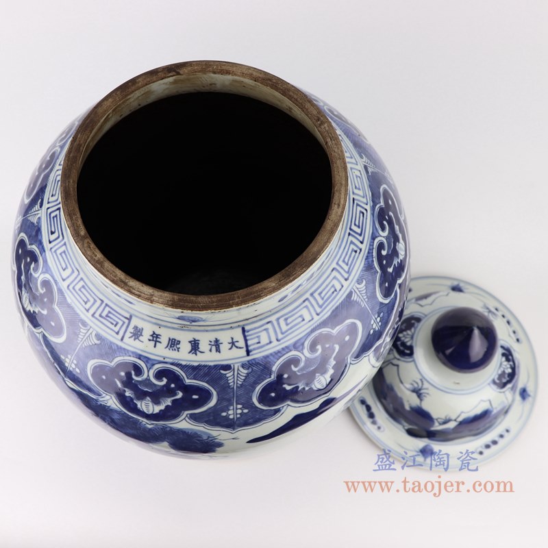 青花八仙人物将军罐;产品编号:RZKM01-B 产品尺寸(单位cm): 高:56直径:33口径:底径:25重量:10.5KG