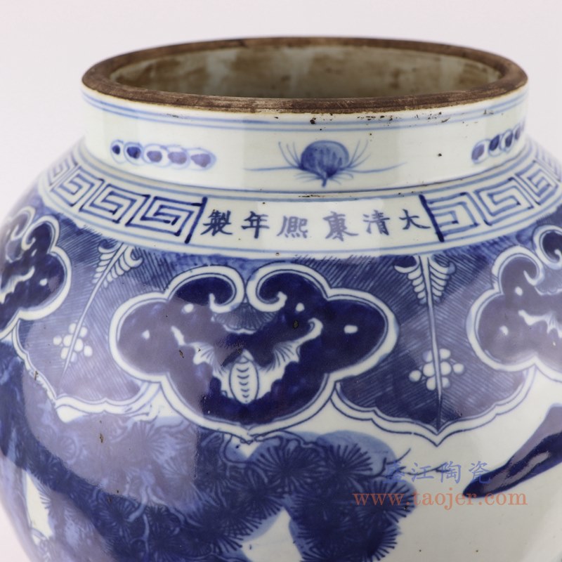 青花八仙人物将军罐;产品编号:RZKM01-B 产品尺寸(单位cm): 高:56直径:33口径:底径:25重量:10.5KG