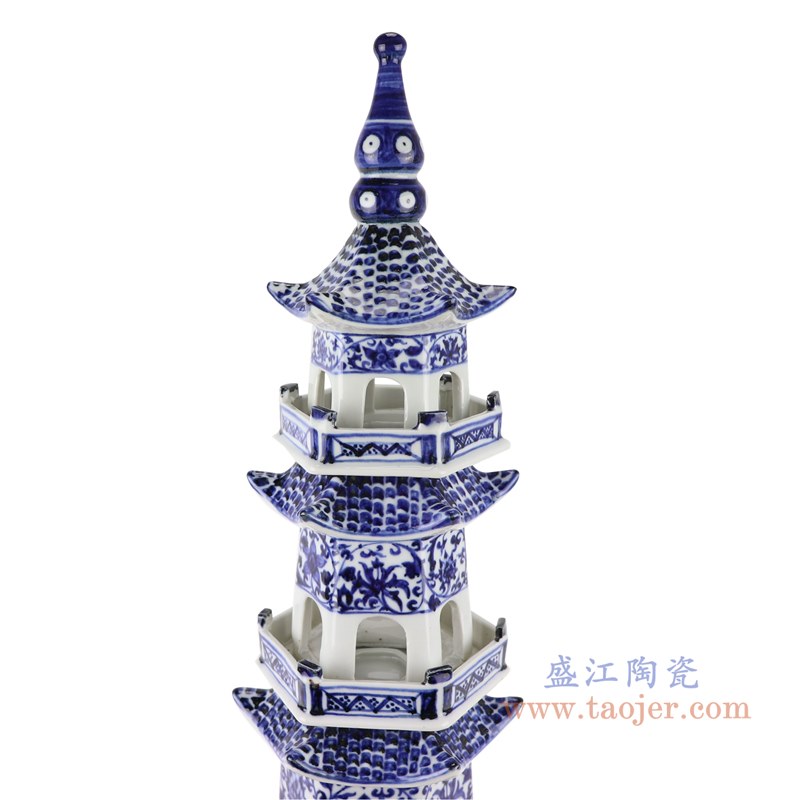 青花缠枝莲五层宝塔;产品编号：RZKR04-B       产品尺寸(单位cm):  高：62直径：18.5口径：底径：17.5重量：3.25KG