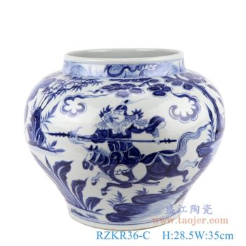 RZKR36-C    仿古元青花人物战将大罐    高：28.5直径：35口径：底径：21重量：5.75KG