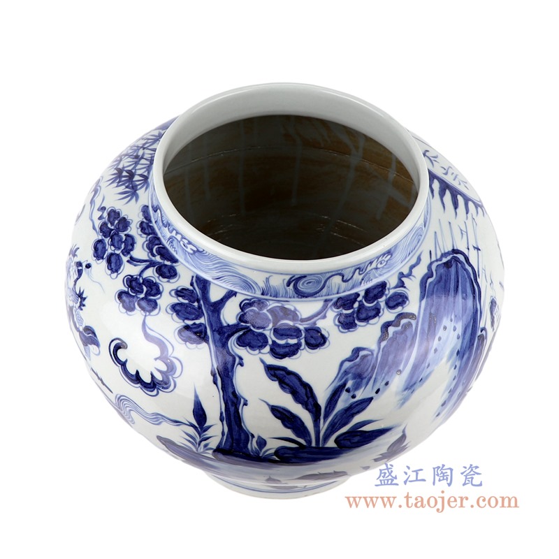 仿古元青花人物战将大罐;产品编号：RZKR36-C       产品尺寸(单位cm):  高：28.5直径：35口径：底径：21重量：5.75KG