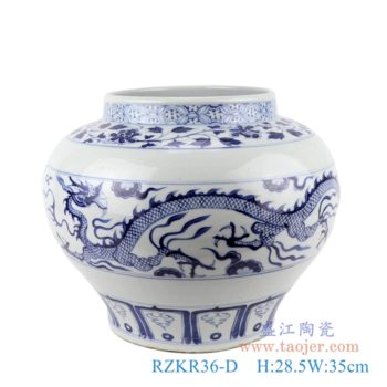 RZKR36-D   仿古元青花龙纹大罐     高：28.5直径：35口径：底径：21重量：5.75KG