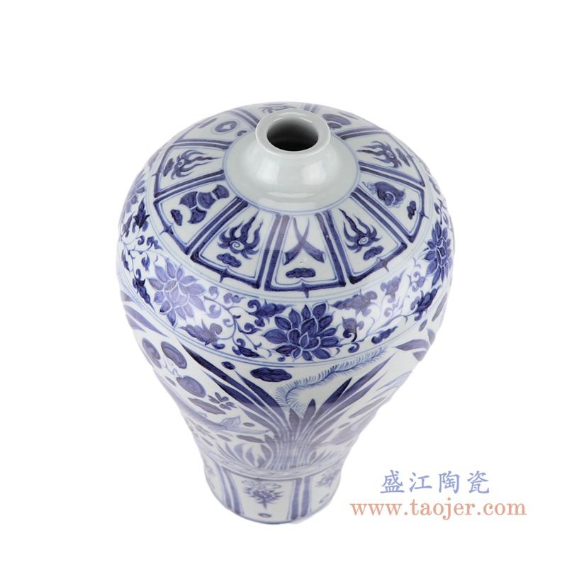 仿古元青花八宝鱼藻纹梅瓶;产品编号：RZKR37-C 产品尺寸(单位cm): 高：43.5直径：26.5口径：底径：14重量：5.35KG