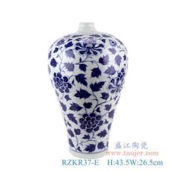 RZKR37-E   仿古元青花缠枝莲梅瓶     高：43.5直径：26.5口径：底径：14重量：5.35KG