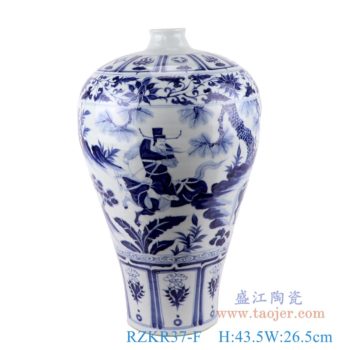 RZKR37-F   仿古元青花人物萧何月下追韩信梅瓶      高：43.5直径：26.5口径：底径：14重量：5.35KG
