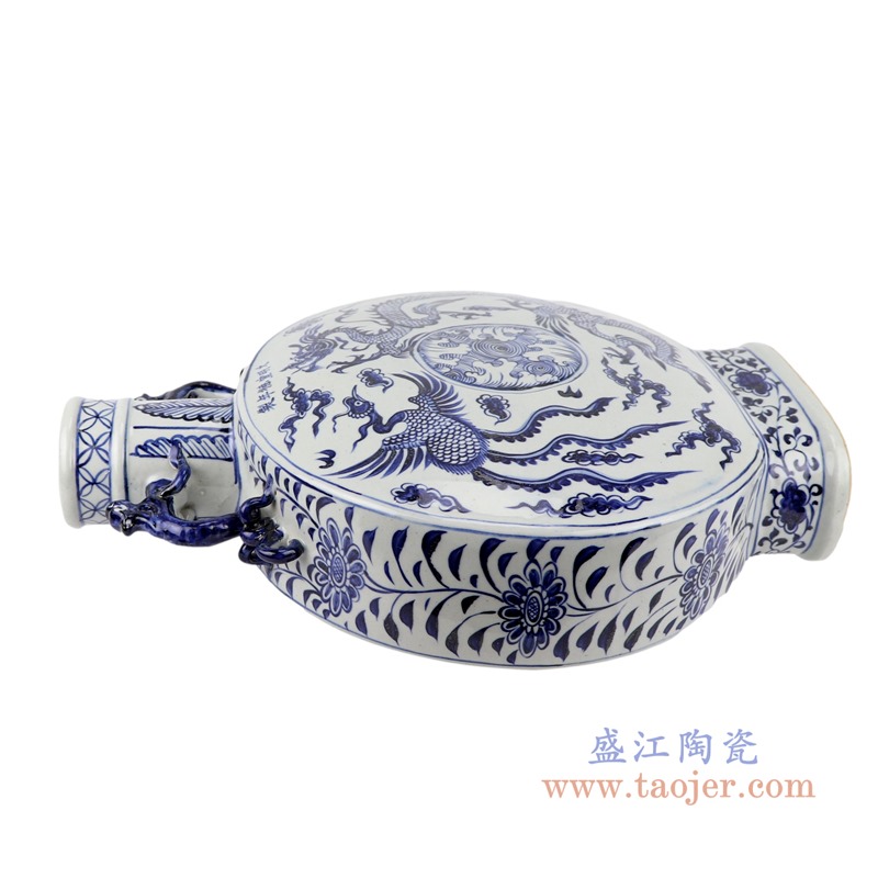 仿古元青花龙凤呈祥抱月瓶;产品编号：RZKR40       产品尺寸(单位cm):  高：47直径：34.5口径：底径：18.7重量：6.05KG