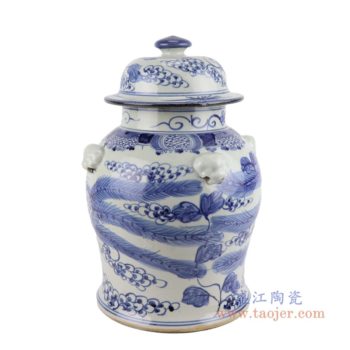 RZSC25   青花缠枝凤凰将军罐   高：38.7直径：26.5口径：底径：22.8重量：6KG
