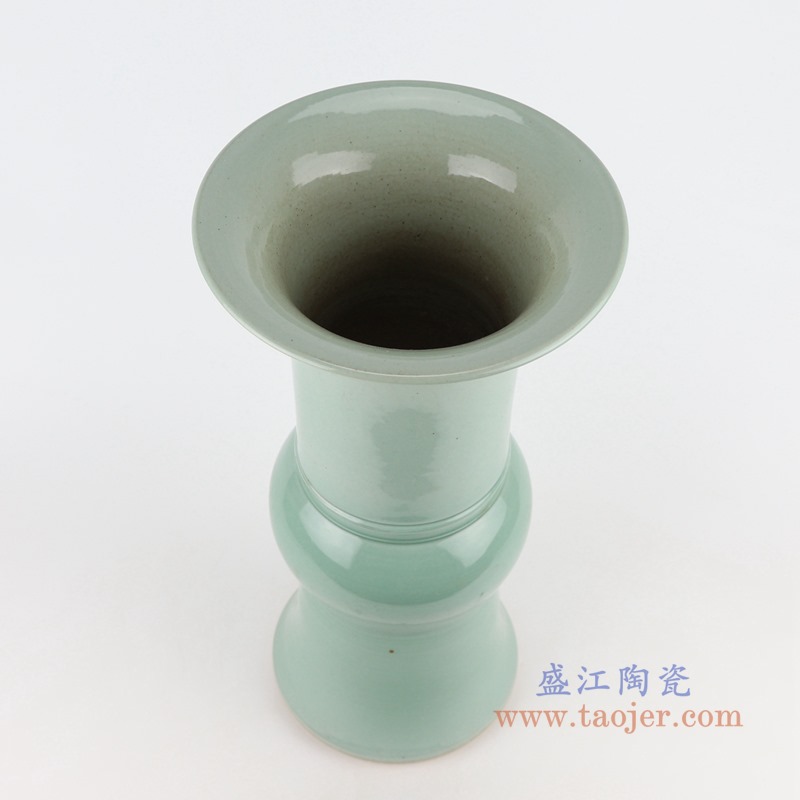 颜色釉影青花菇花觚;产品编号：RZSC39       产品尺寸(单位cm):  高：41.5直径：20.2口径：底径：14.2重量：3.45KG