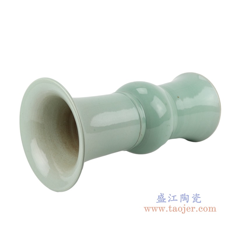颜色釉影青花菇花觚;产品编号：RZSC39       产品尺寸(单位cm):  高：41.5直径：20.2口径：底径：14.2重量：3.45KG