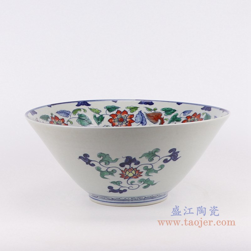 仿古彩色古彩五彩龙纹斗笠碗大碗;产品编号：RZSZ05-E       产品尺寸(单位cm):  高：14直径：31口径：底径：12重量：2KG