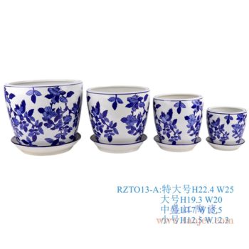 RZTO13-A   青花鹦鹉花鸟花盆4件