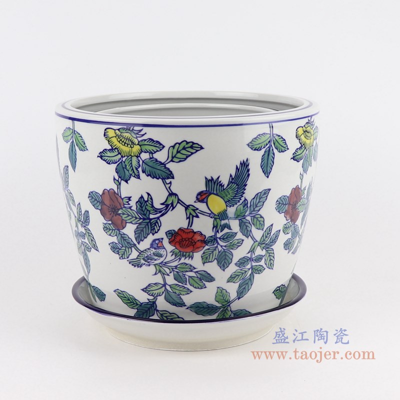 RZTO13-F  彩色鹦鹉牡丹花鸟花盆4件套  带底托尺寸小号h12.5w12.3k12.3b8.5kg0.75中号h17w15.5k15.5b11.3kg1.2大号h19.3w20k20b14.3kg2特大号h22.4w25k25b18.5kg3.2