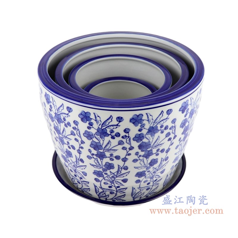 RZTO13-H  青花花卉花草花盆4件套    带底托尺寸小号h12.5w12.3k12.3b8.5kg0.75中号h17w15.5k15.5b11.3kg1.2大号h19.3w20k20b14.3kg2特大号h22.4w25k25b18.5kg3.2