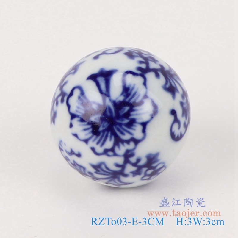 青花3厘米浮球圆球;产品编号：RZTo03-X-3CM       产品尺寸(单位cm):  高：3直径：3口径：底径：重量：0.1KG