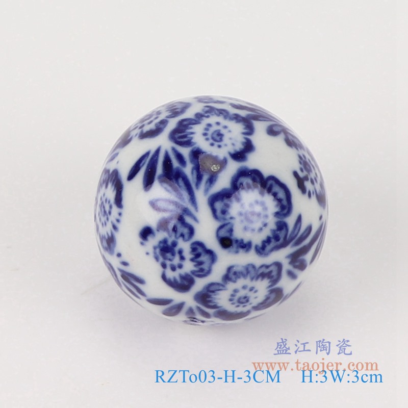 青花3厘米浮球圆球;产品编号：RZTo03-X-3CM       产品尺寸(单位cm):  高：3直径：3口径：底径：重量：0.1KG