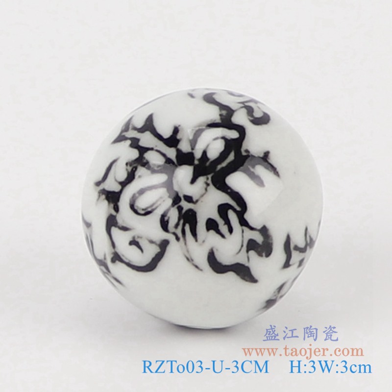 青花3厘米浮球圆球;产品编号：RZTo03-X-3CM       产品尺寸(单位cm):  高：3直径：3口径：底径：重量：0.1KG
