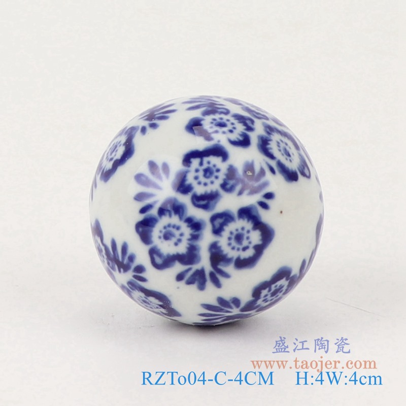 青花4厘米浮球圆球;产品编号：RZTo04-E-4CM       产品尺寸(单位cm):  高：4直径：4口径：底径：重量：0.1KG