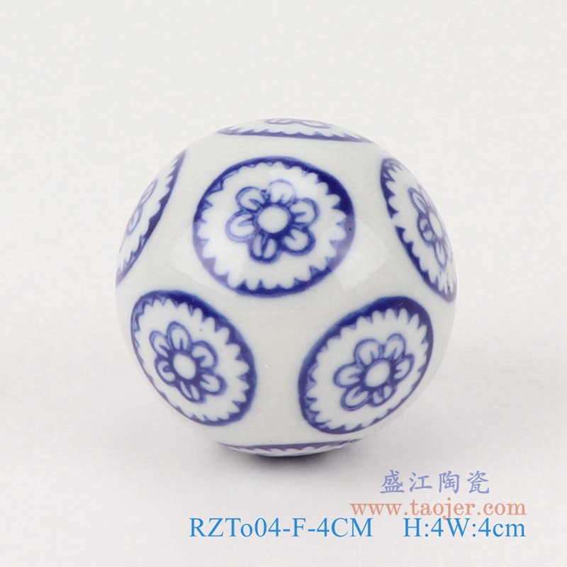 青花4厘米浮球圆球;产品编号：RZTo04-E-4CM       产品尺寸(单位cm):  高：4直径：4口径：底径：重量：0.1KG