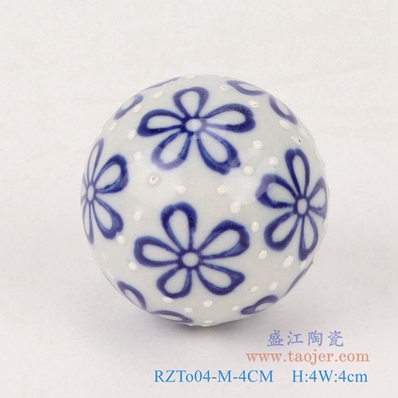 青花4厘米浮球圆球;产品编号：RZTo04-E-4CM       产品尺寸(单位cm):  高：4直径：4口径：底径：重量：0.1KG