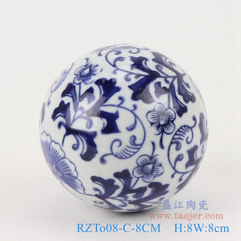 青花8厘米浮球圆球;产品编号：RZTo08-I-8CM       产品尺寸(单位cm):  高：8直径：8口径：底径：重量：0.15KG