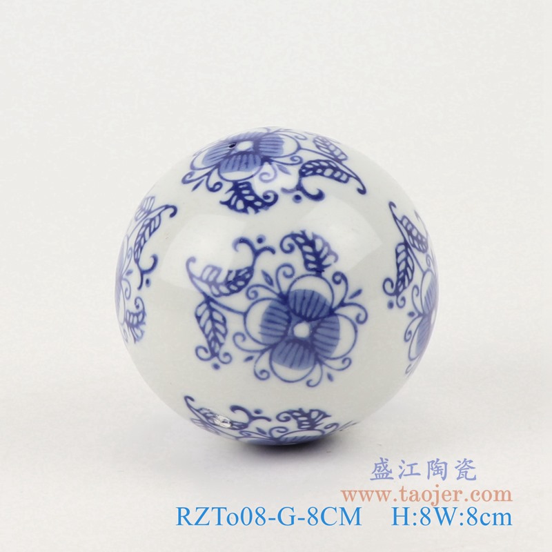 青花8厘米浮球圆球;产品编号：RZTo08-I-8CM       产品尺寸(单位cm):  高：8直径：8口径：底径：重量：0.15KG