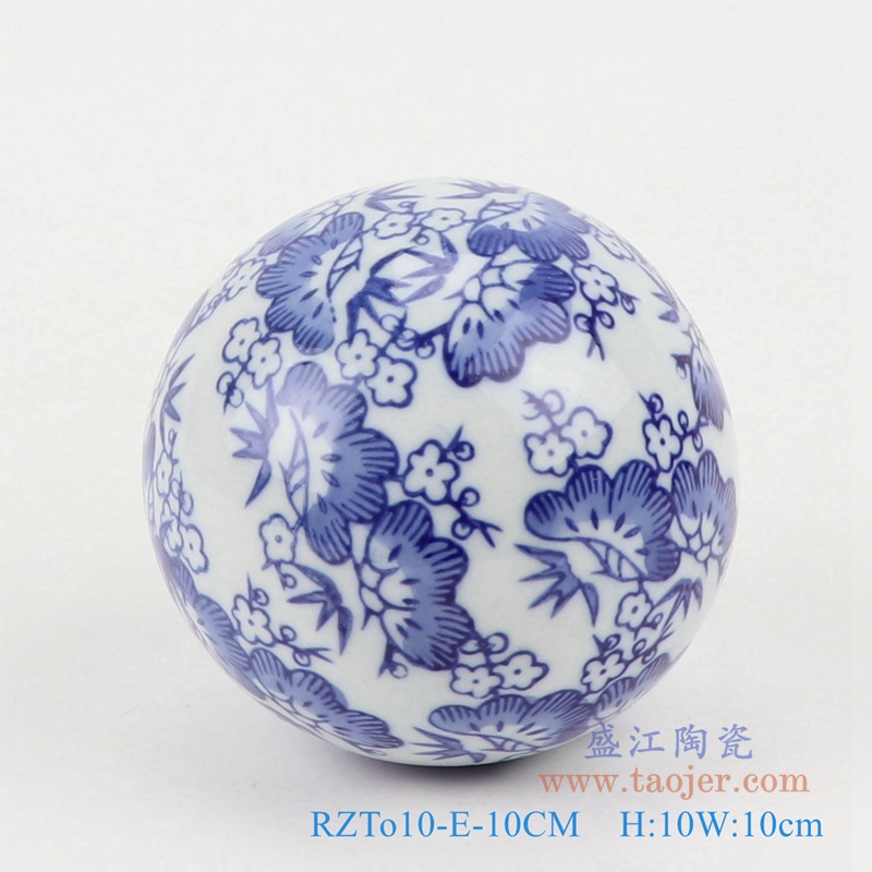 青花10厘米浮球圆球;产品编号：RZTo10-A-10CM       产品尺寸(单位cm):  高：10直径：10口径：底径：重量：0.45KG