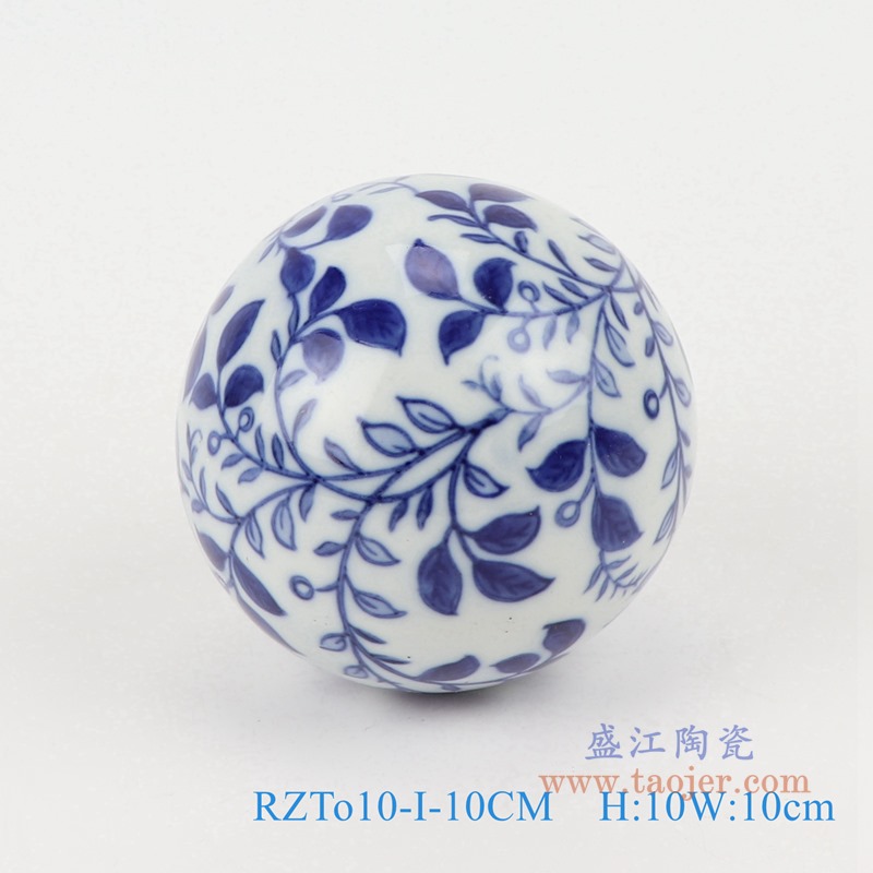 青花10厘米浮球圆球;产品编号：RZTo10-A-10CM       产品尺寸(单位cm):  高：10直径：10口径：底径：重量：0.45KG