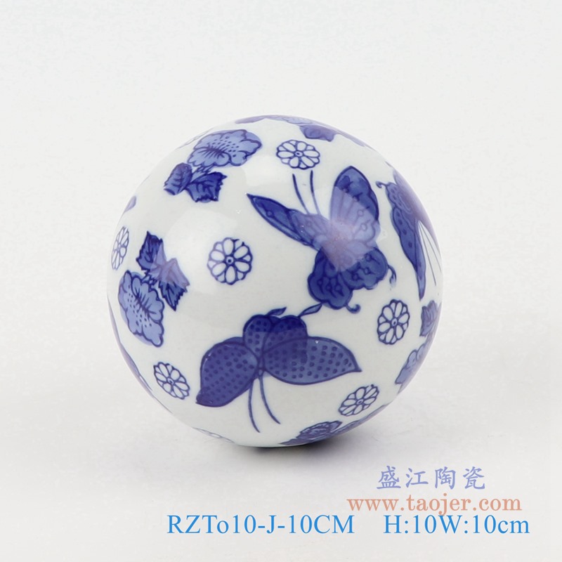 青花10厘米浮球圆球;产品编号：RZTo10-A-10CM       产品尺寸(单位cm):  高：10直径：10口径：底径：重量：0.45KG