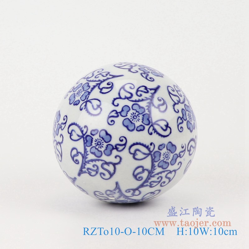 青花10厘米浮球圆球;产品编号：RZTo10-A-10CM       产品尺寸(单位cm):  高：10直径：10口径：底径：重量：0.45KG