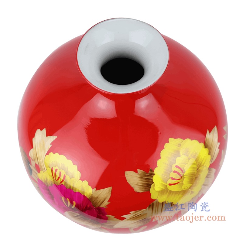 黑色黑底牡丹纹麦秆花瓶石榴瓶;产品编号：RYXF21-B       产品尺寸(单位cm):  高：30直径：25口径：底径：13重量：3.4KG