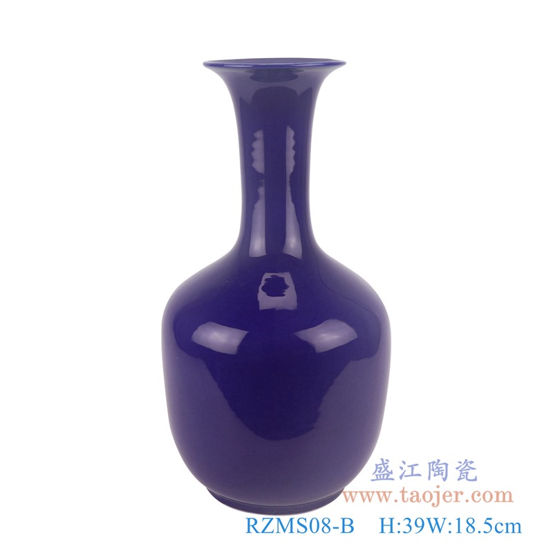 颜色釉祭蓝小花瓶;产品编号：RZMS08-B       产品尺寸(单位cm):  高：39直径：18.5口径：底径：12.5重量：3.1KG
