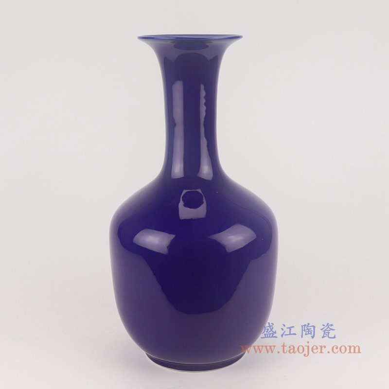 颜色釉祭蓝小花瓶;产品编号：RZMS08-B       产品尺寸(单位cm):  高：39直径：18.5口径：底径：12.5重量：3.1KG