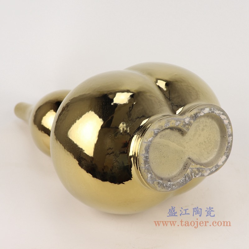 镀金金色多宝双葫芦花瓶;产品编号：RZMS20-B 产品尺寸(单位cm): 高：37直径：21.7口径：底径：13重量：2.3KG