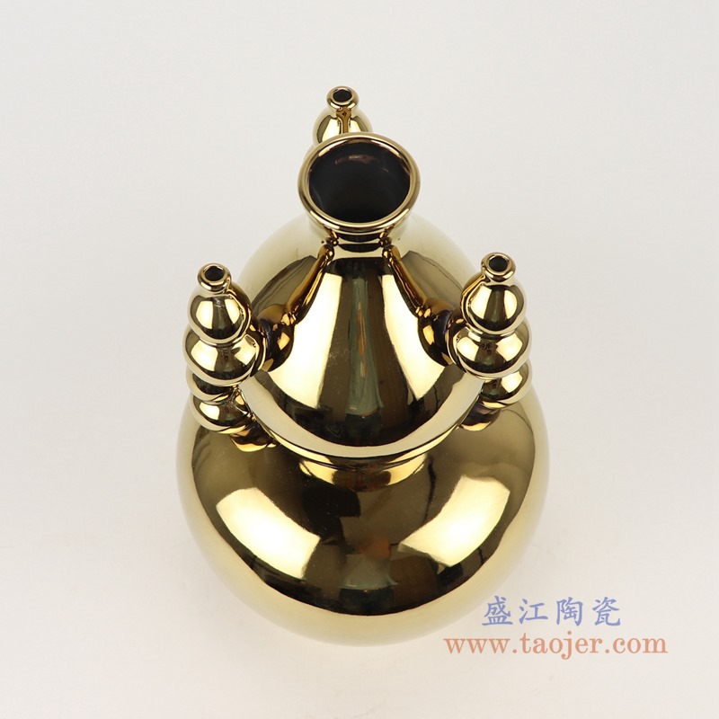 镀金金色多宝多葫芦花瓶;产品编号：RZMS21-A       产品尺寸(单位cm):  高：38.5直径：23口径：底径：14重量：4KG