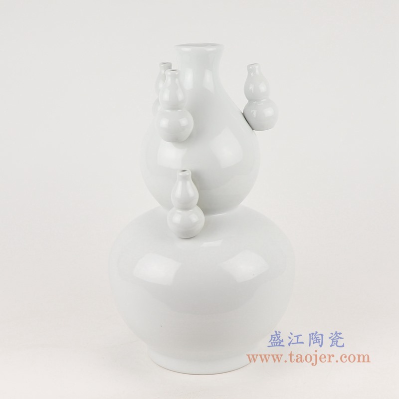 白色纯白多宝多葫芦花瓶;产品编号：RZMS21-B       产品尺寸(单位cm):  高：38.5直径：23口径：底径：14重量：4KG