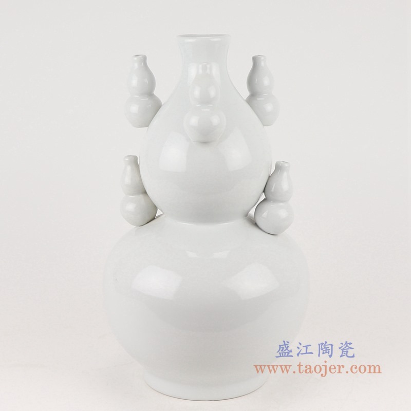 白色纯白多宝多葫芦花瓶;产品编号：RZMS21-B       产品尺寸(单位cm):  高：38.5直径：23口径：底径：14重量：4KG