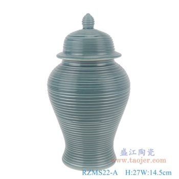 RZMS22-A   颜色釉绿色条纹将军罐     高：27直径：14.5口径：底径：9.5重量：1.1KG