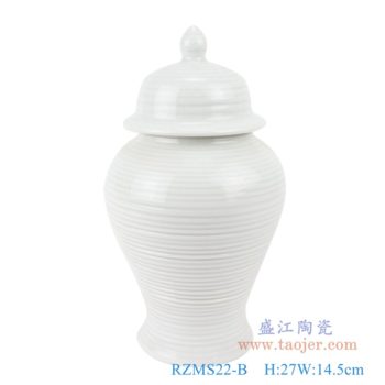 RZMS22-B    颜色釉纯白白色条纹将军罐    高：27直径：14.5口径：底径：9.5重量：KG