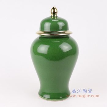 RZMS22-C   颜色釉绿色镀金将军罐       高：27直径：14.5口径：底径：9.5重量：KG