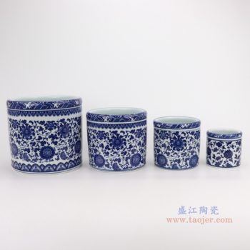 RZNV20   青花缠枝莲笔筒     高：12.5直径：12口径：底径：重量：KG