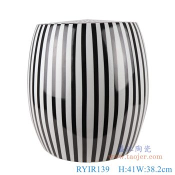 RYIR139   黑色竖条纹凳子     高：41直径：38.2口径：底径：30.5重量：10.1KG