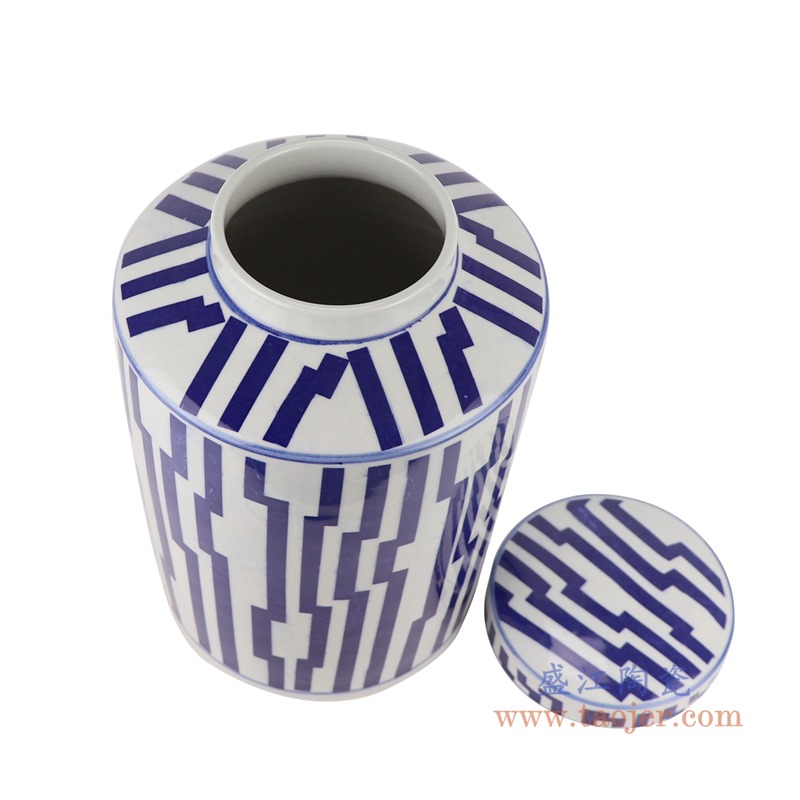 几何图形茶叶罐直筒盖罐;产品编号：RYNQ266       产品尺寸(单位cm):  高：35直径：22.7口径：底径：20.7重量：6.35KG