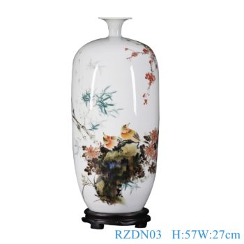 RZDN03   釉下彩手绘花鸟花瓶      高：57直径：27口径：底径：重量：KG